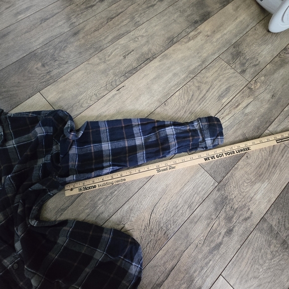 Denim & Flower Men's Medium Navy Plaid Long Sleeve Button Shirt 💯 Cotton - Picture 5 of 11